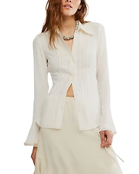 Free People Melrose Lace Trim Blouse