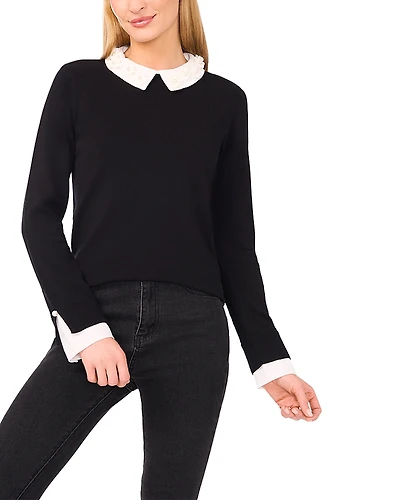 CeCe Embellished Collar Sweater