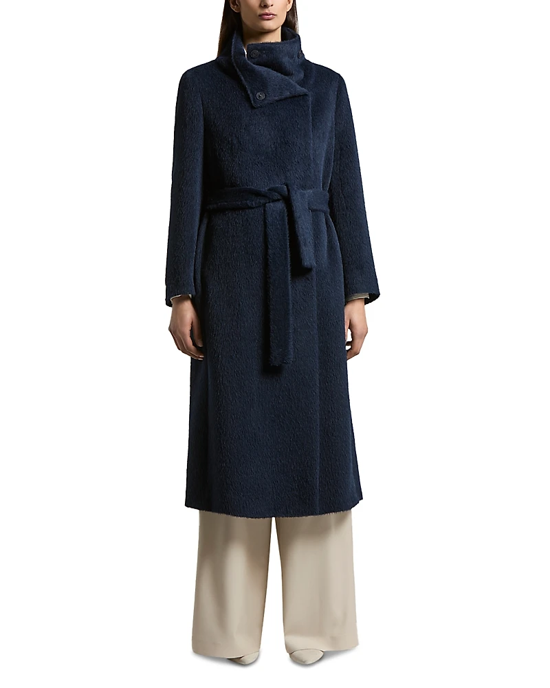 Peserico Long Stand Collar Belted Coat