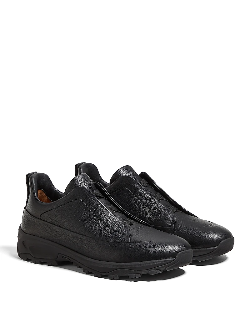 Zegna Leather Triple Stitch Monte Sneakers