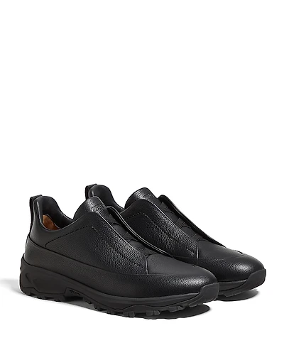 Zegna Leather Triple Stitch Monte Sneakers