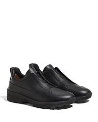 Zegna Leather Triple Stitch Monte Sneakers