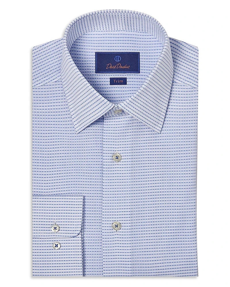 David Donahue Horizontal Dobby Trim Fit Dress Shirt