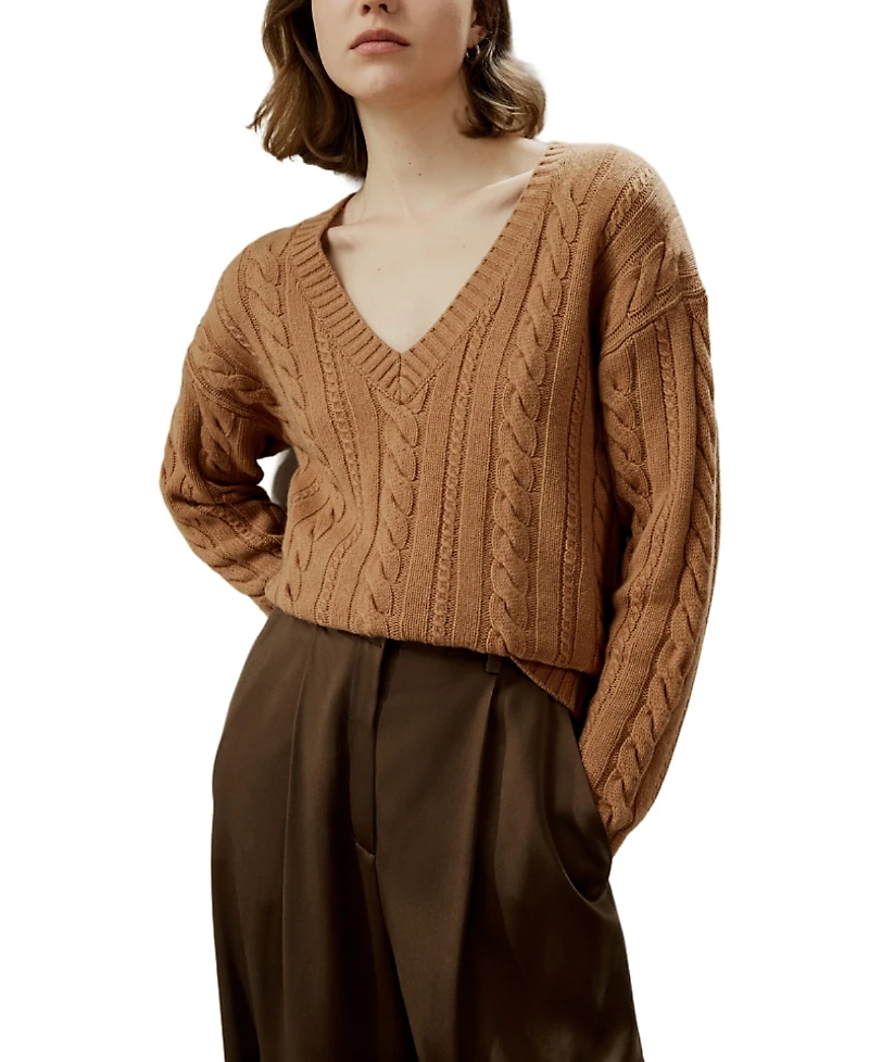 Lilysilk Cable-Knit Wool-Cashmere Blend Sweater