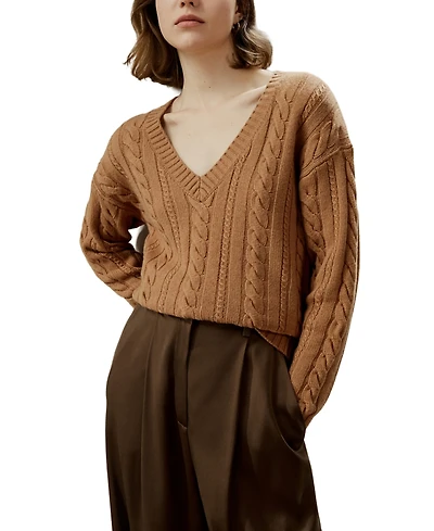 Lilysilk Cable-Knit Wool-Cashmere Blend Sweater