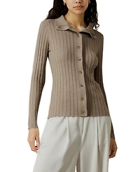 Lilysilk Ribbed Silk-Cashmere Blend Cardigan