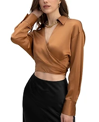 Lilysilk Wrapover Cropped Shirt