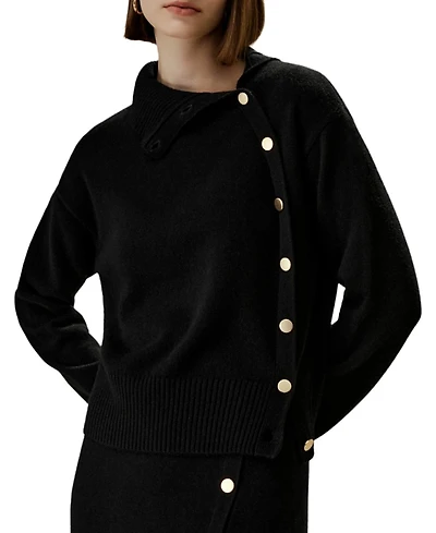 Lilysilk Cashmere Sweater with Row of Side Buttons