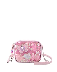 Omg Accessories Girls' Butterfly Applique Sequin Crossbody Bag