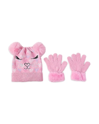 Omg Accessories Girls' Bella Cat Hat & Gloves Set