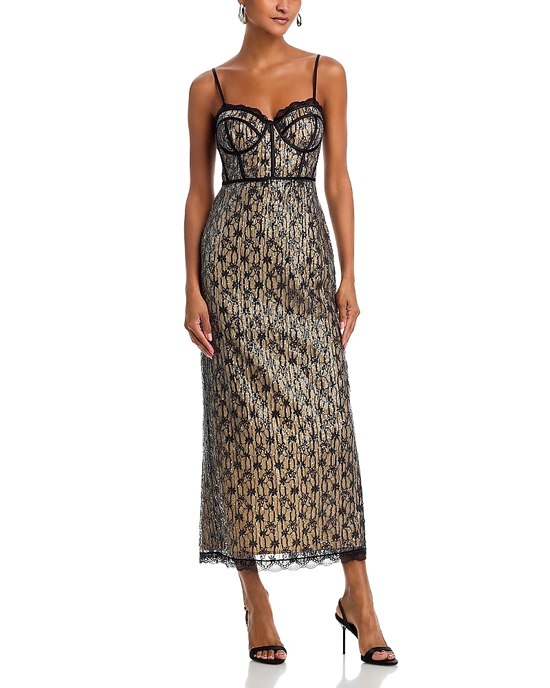 Aqua Lace Bustier Sleeveless Midi Dress - Exclusive