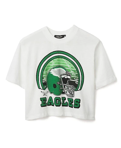 Junk Food Clothing Women's Nfl Philadelphia Eagles Game Time Mock Neck Crop Tee