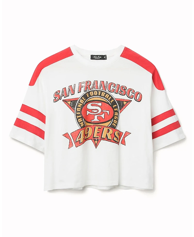 Junk Food Clothing Women's Nfl San Francisco 49ers Striped Crop Tee