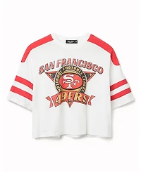 Junk Food Clothing Women's Nfl San Francisco 49ers Striped Crop Tee