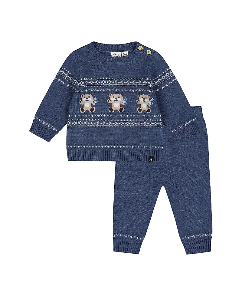 Deux par Boys' Knitted Jacquard Sweater and Pant Set - Baby