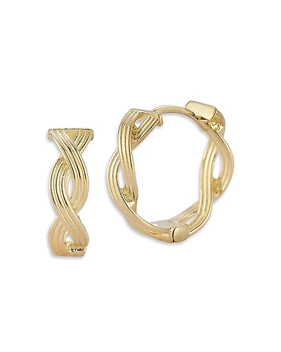Bloomingdale's Fine Collection Braided Huggie Hoop Earrings