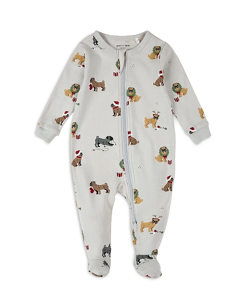 Firsts by petit lem Boys' Pug Print Footed Sleeper - Baby