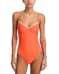 Ramy Brook Addisyn Crochet Trim One Piece Swimsuit