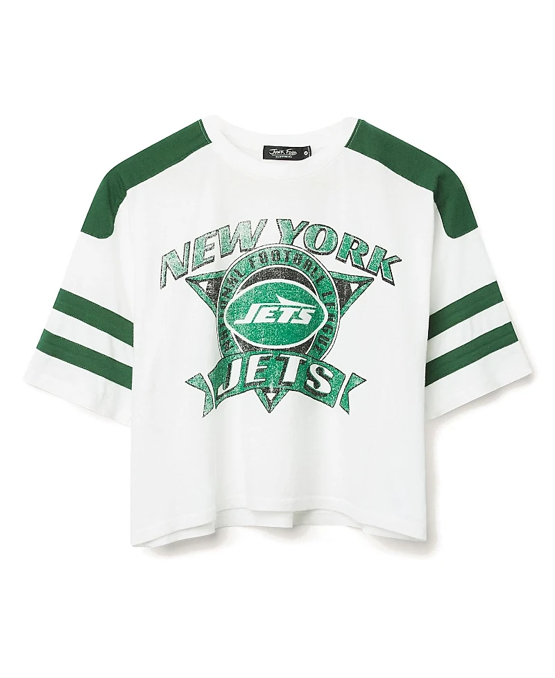 Junk Food Clothing Women's Nfl New York Jets Striped Crop Tee