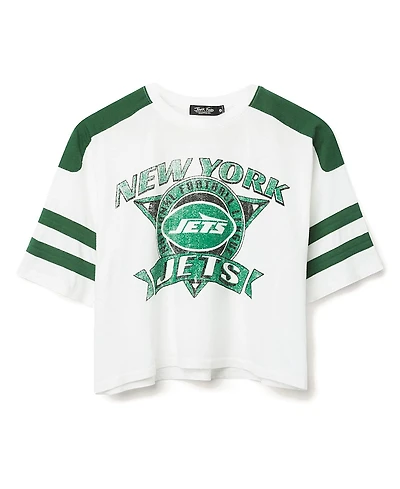 Junk Food Clothing Women's Nfl New York Jets Striped Crop Tee