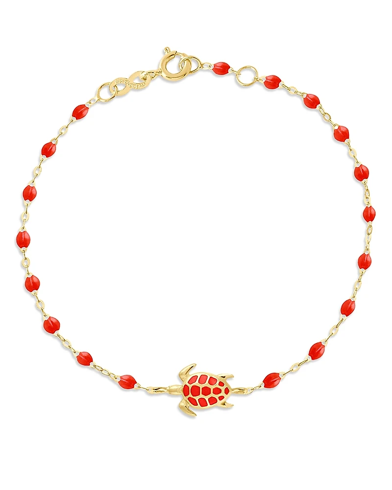 Gigi Clozeau 18K Yellow Gold Voyage Resin Bead Turtle Chain Bracelet