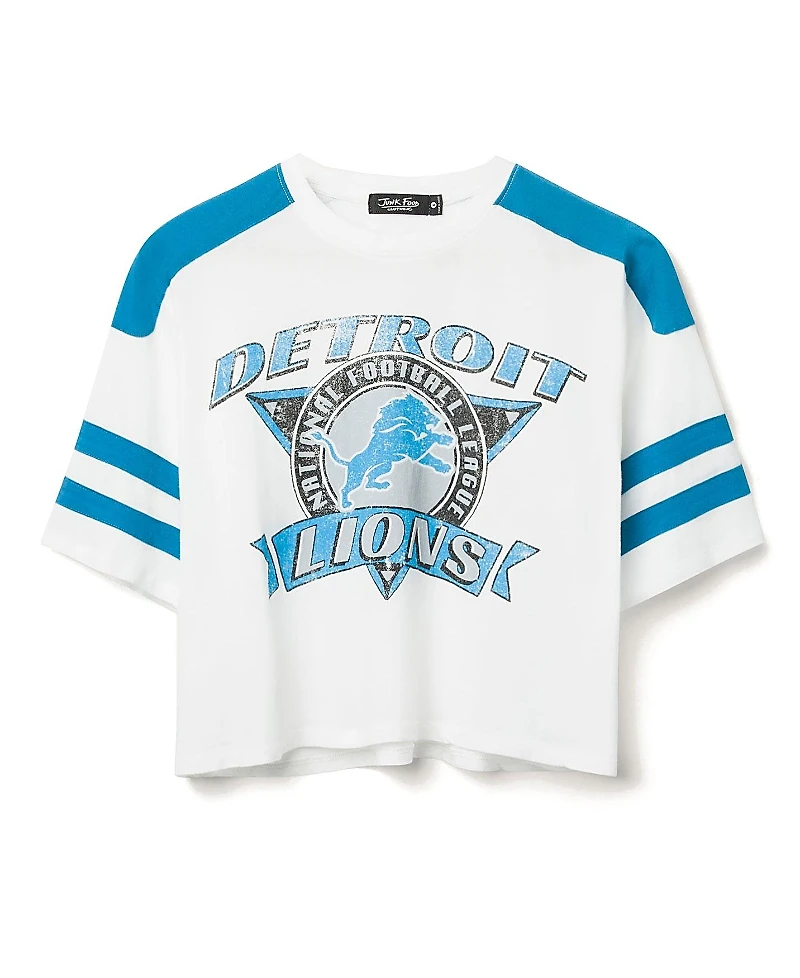 Junk Food Clothing Women's Nfl Detroit Lions Striped Crop Tee