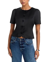 French Connection Jaxon Satin Puff Sleeve Top