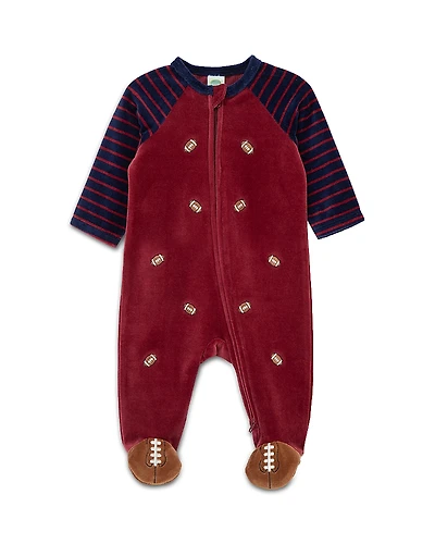 Little Me Boys' Football Velour Footie - Baby