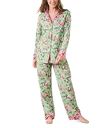 Print Fresh Holiday Hens Long Pajama Set
