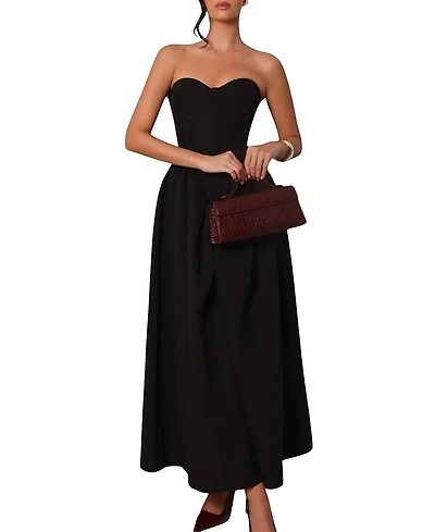 Heiress Beverly Hills Strapless Corset Cotton Poplin Maxi Dress