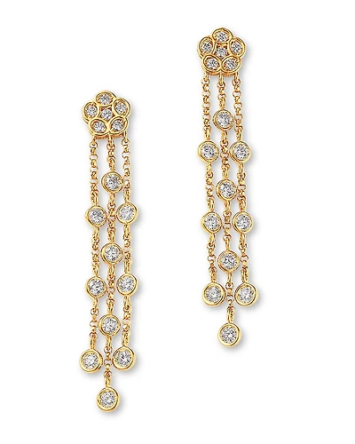 Roberto Coin 18K Yellow Gold Daisy By The Inch Diamond Flower Tassel Drop Earrings