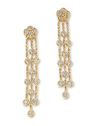 Roberto Coin 18K Yellow Gold Daisy By The Inch Diamond Flower Tassel Drop Earrings
