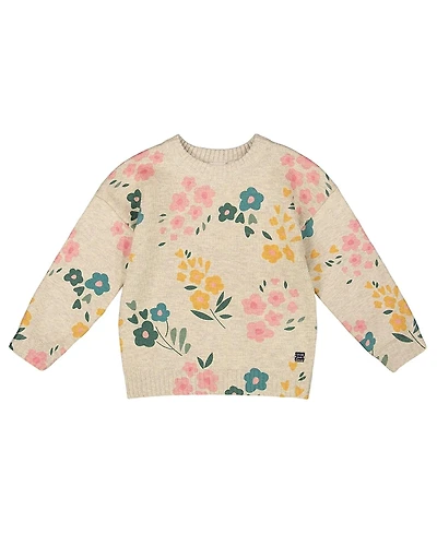 Deux par Girls' Knitted Floral Sweater - Big Kid