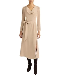 Santorelli Piper Long Sleeve Cowl Neck Silk Dress