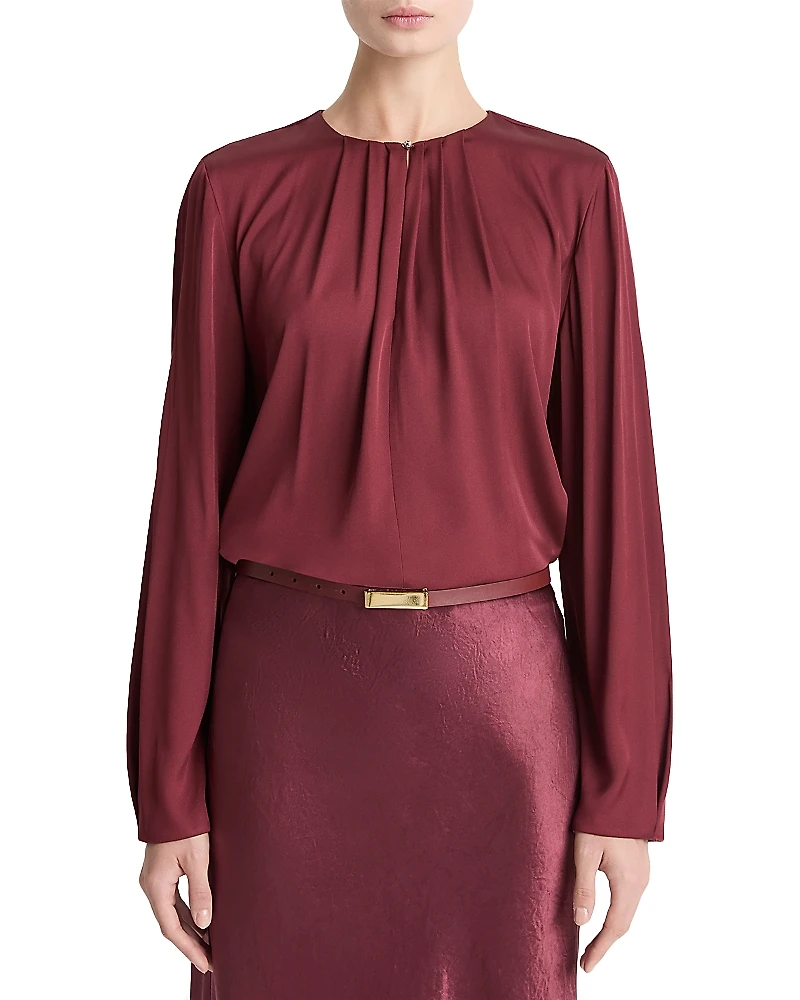 Vince Pleated Neck Blouse