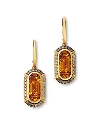 Bloomingdale's Fine Collection Citrine & Champagne and Brown Diamond Halo Drop Earrings