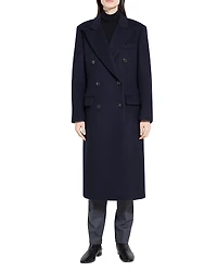 Theory Double Breasted Peak Lapel Coat