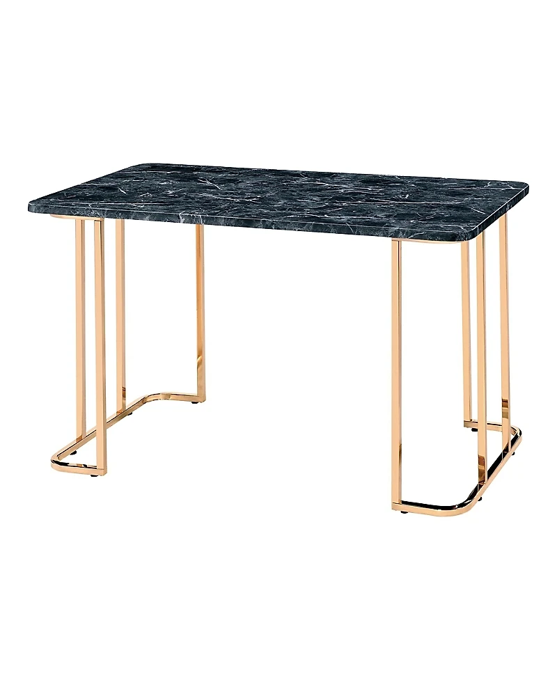 Furniture of America Yates Faux Marble Top Desk with USBs and Outlets