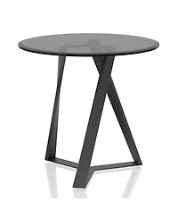 Furniture of America Webbe 24 O-Shaped Round Glass Top End Table