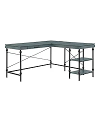 Furniture of America Hudson Steel L-Shape Corner Desk with USBs and Outlets