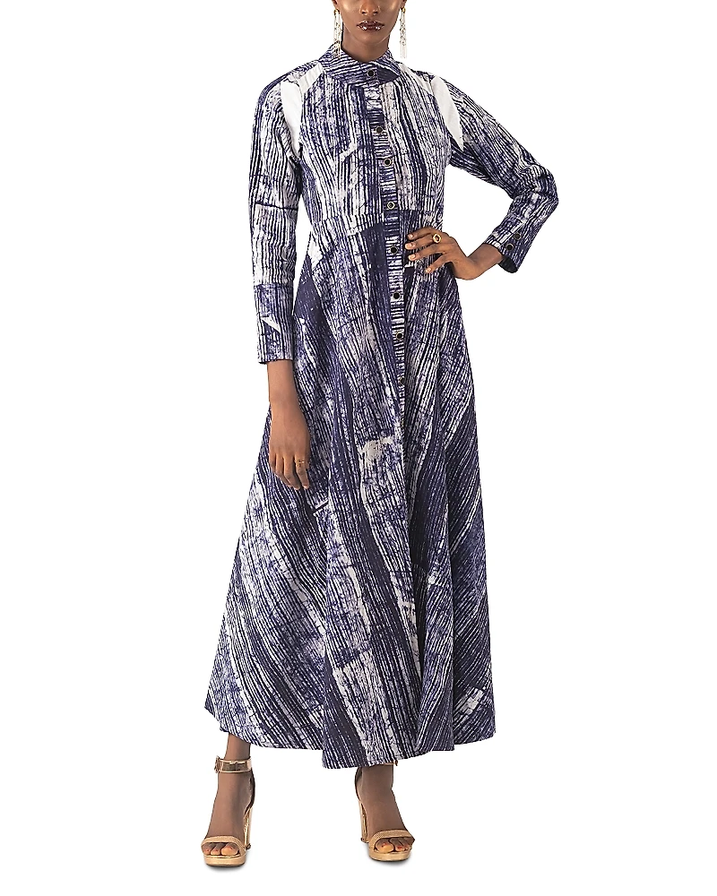Busayo Erimpe Printed Button Front Maxi Dress