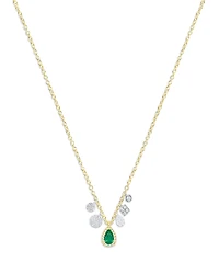 Meira T Emerald & Diamond Dangle Pendant Necklace