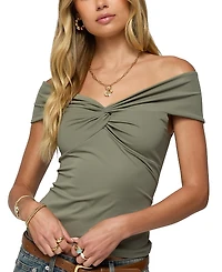 Edikted Twisted Front Off Shoulder Top