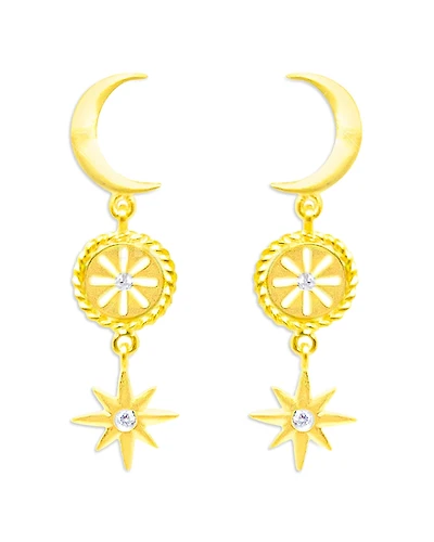 Meira T 14K Yellow Gold Diamond Accent Celestial Motif Symbol Drop Earrings