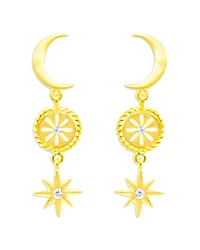 Meira T 14K Yellow Gold Diamond Accent Celestial Motif Symbol Drop Earrings