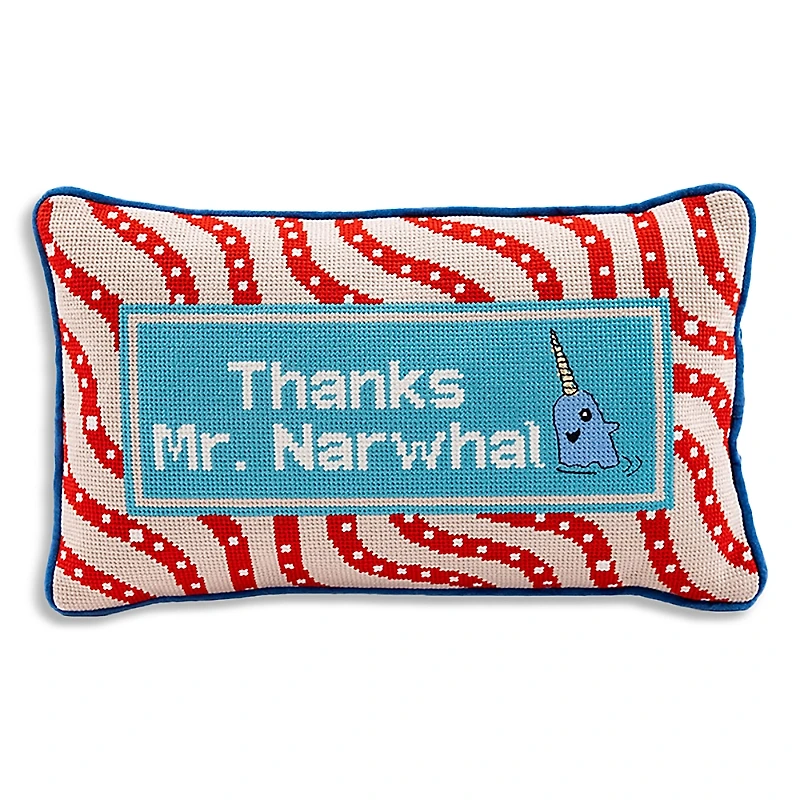 Furbish Studio Narwhal Needlepoint Pillow
