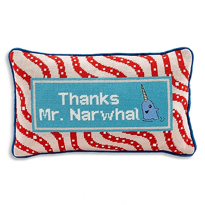 Furbish Studio Narwhal Needlepoint Pillow