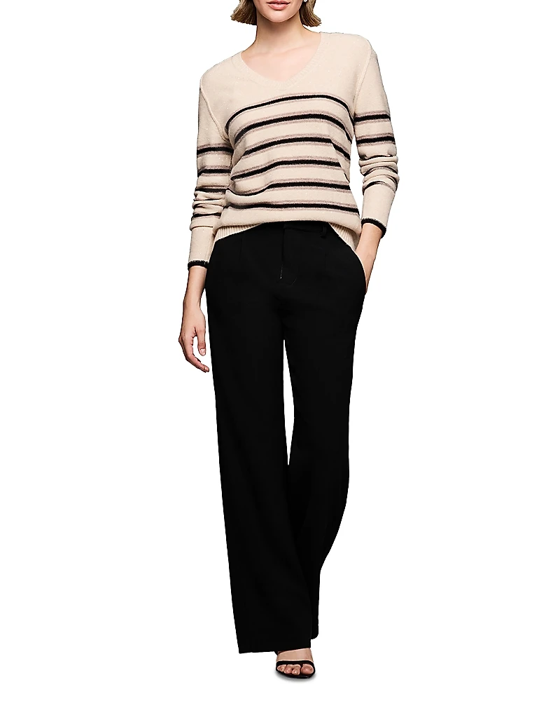 Nic+Zoe Sparkle Stripe V-Neck Sweater