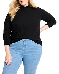 Nic+Zoe Plus Textured Diamond Funnel Neck Sweater