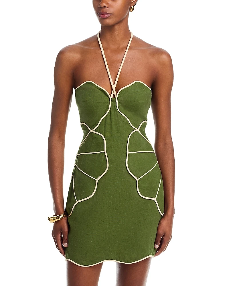 Farm Rio Asymmetric Neck Mini Dress